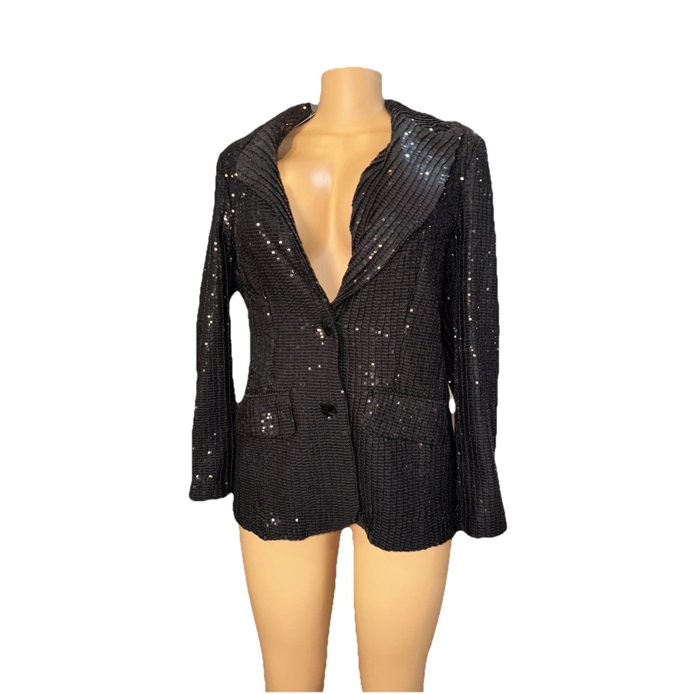 Berek Womens Sequined Jacket Sequins Front to Back & Top to Bottom Black Size PM